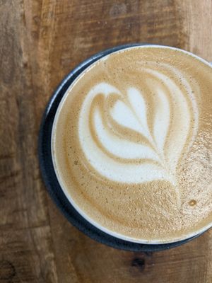 Oat latte at Cuffed-In-Coffee in Holyhead