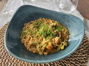 Fideos stew with mushrooms  at Sa Punta in Menorca