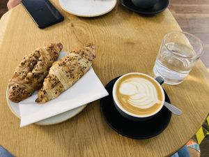Vegan croissants with blueberry and coffe ( Kenia beans )  at Bean & Bud  in Harrogate
