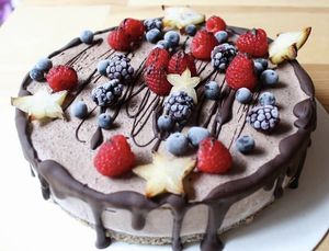 Pastel Alegría de cacao, con avellana y chocolate, crudi, sin gluten  at Anima Lux in Mexico City