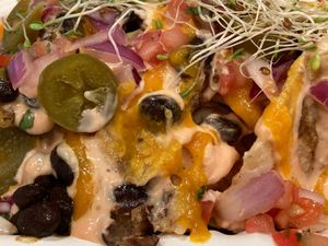 Messy nachos at Cocina Plantosaurus in Charles Town