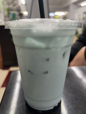 Vanilla lavender latte #Veganuary at Cocina Plantosaurus in Charles Town