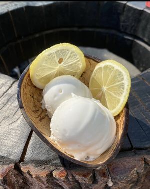 Vegan Lemon creamy ice cream  at Fabrika in Tirana