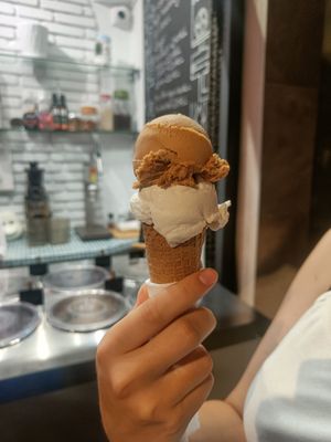 Yoghurt and salted caramel at Fabrika in Tirana