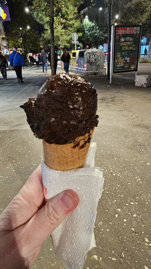 Chocolate and almond at Fabrika in Tirana