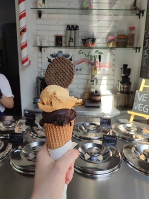 Salted caramel and dark chocolate at Fabrika in Tirana