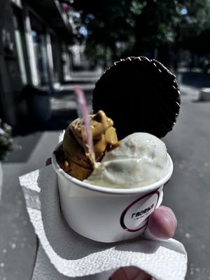 Salty caramel and apple with cinnamon   at Fabrika in Tirana