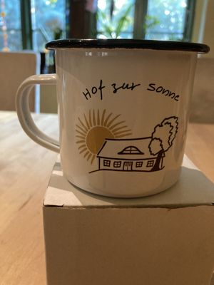 Kaffee mit regionaler Havelmi, am besten aufgeschäumt!!! at Hof zur Sonne in Kluis