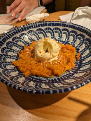 Vegan dessert (halwa) at Little Andaman in Barcelona