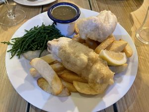 Classic fish and chips with samphiree  at The Architect in Cambridge