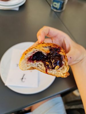 Inside jam croissant at Turreno Caffé in Perugia