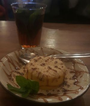 Vegan homemade saffron ice cream  at Reggev Hummus Södermalm in Stockholm
