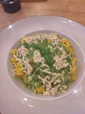 Pasta mit Spinat at Radošā Maizes Laboratorija in Ventspils