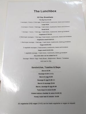 Several vegan breakfast options at The Lunchbox in Barmouth
