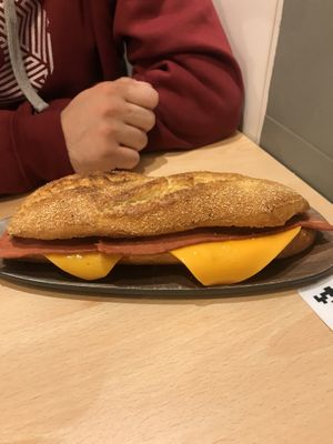 Bacon & cheese bocadillo  at A Flama Tabierna in Zaragoza