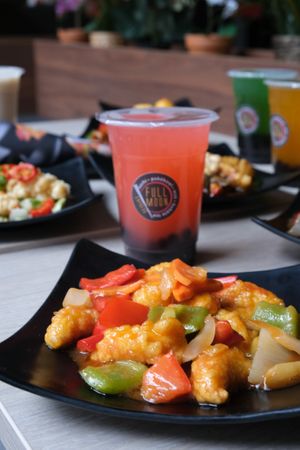 Tropical vegan chicken
 at Full Moon Express in The Hague