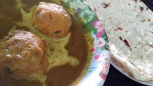 Vegetarian balls with onion roti at Jasmine in Pakse