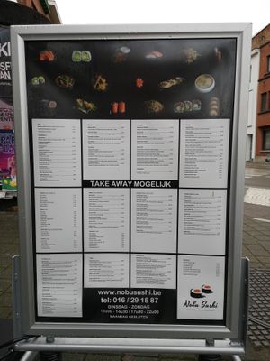 Menu at Nobu Sushi in Leuven