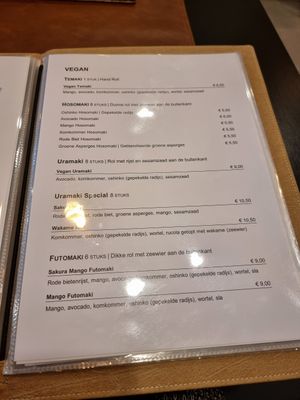 Vegan menu at Nobu Sushi in Leuven
