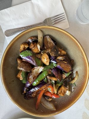 Szechuan Eggplant with Tofu  at Banana Leaf Thai Bistro in Port Townsend