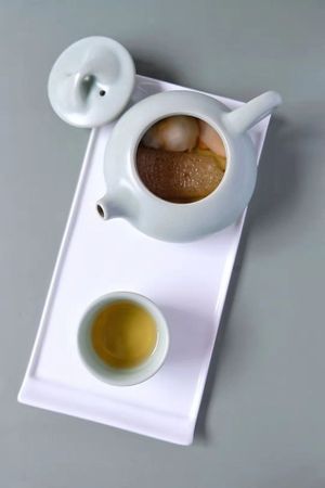 Pearl Fresh 
(quail eggs, assorted mushrooms, bamboo fungus, oolong tea leaves) at Taste of Beauty in Fountain Valley