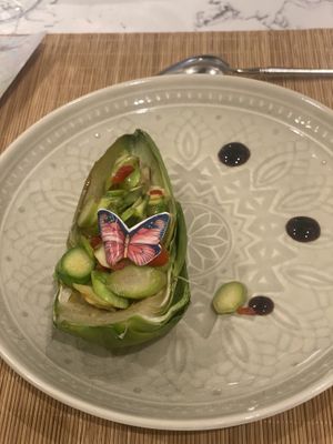 Artichoke w edible butterfly  at Taste of Beauty in Fountain Valley