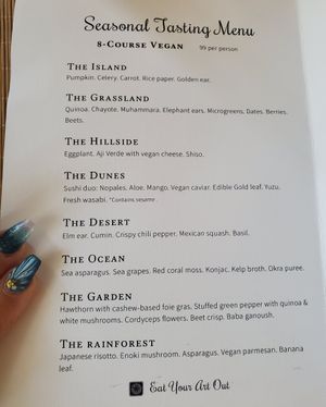 Vegan 8 course menu at Taste of Beauty in Fountain Valley