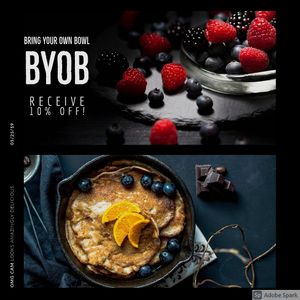 Bring your own cup or bowl and receive a 10% discount on your visit!
 at Surf's Up Smoothies in Todos Santos