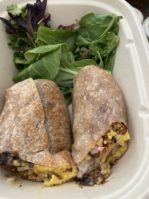 Breakfast burrito   at Cafe Gratitude in Newport Beach