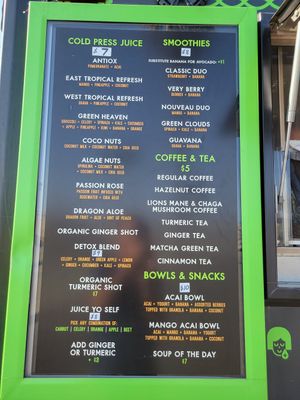 Menu at Newrish in Sylmar