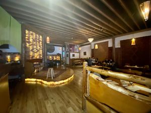 The stage for music at East is East - Silk & Spice in Vancouver