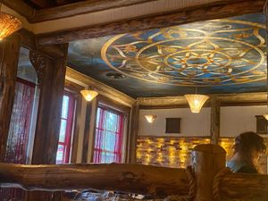 The beautiful ceiling at East is East - Silk & Spice in Vancouver