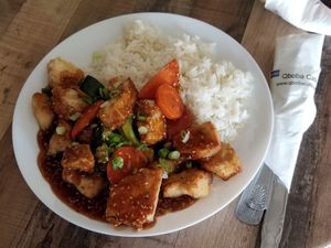 Deep fried tofu in Sesame at QSu Cafe in Westminster