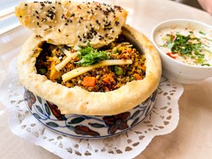 Vegetable Quinoa Biryani with Cucumber Raita at Calfit in Kowloon