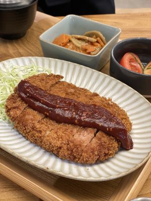 Japanese Tonkatsu: Deep fried vegan Omni pork cutlet! Very thin coating, crispy! #Veganuary at Be With Years in Kowloon
