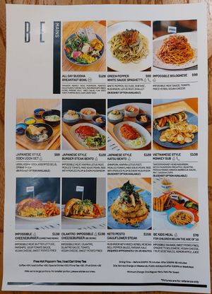 English Menu at Be With Years in Kowloon