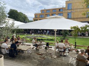 Small section of their large garden! Tons of outdoor seating space (in addition to some indoor seating.)  at Blå+ in Stockholm