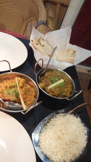 Roti, saag and aloo gobi at Auntie's Kitchen in Gran Canaria