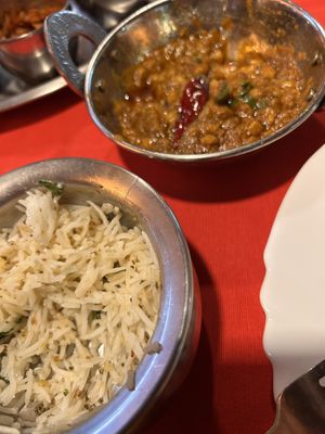Dal Tadka and garlic rice  at Auntie's Kitchen in Gran Canaria