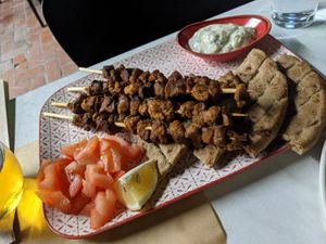 Vegan souvlaki at W Karytsi in Athens