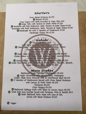 Menù  at W Karytsi in Athens