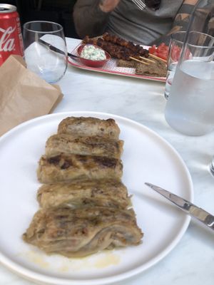 Cabbage rolls and souvlaki   at W Karytsi in Athens