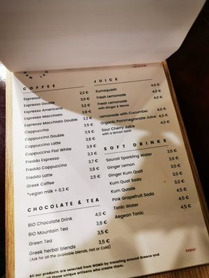 Fresh drinks and coffee at NOMH Store - Maybe closed in Corfu