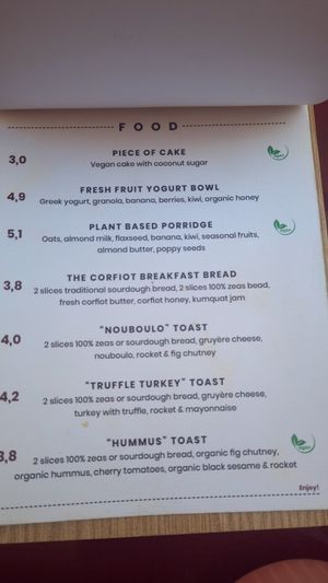 Vegan menu options at NOMH Store - Maybe closed in Corfu