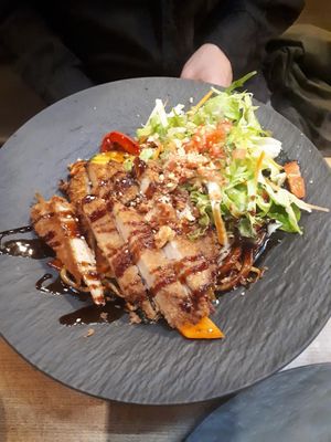 Udon noodles with fake duck  at Sakura in Mannheim