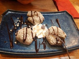 Coconut Mochi with dairy cream :( at Sakura in Mannheim