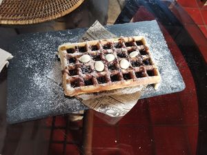 Triple choclate waffle at El Patio Del Vino in Lanzarote