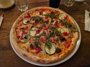 Vegan pizza at Guy's Bar in Clifden