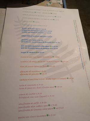 The menu at Il Bivio Trattoria da Fedio in Ampio