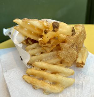Seasoned waffle fries  at Jerrell's Betr Brgr in New York City